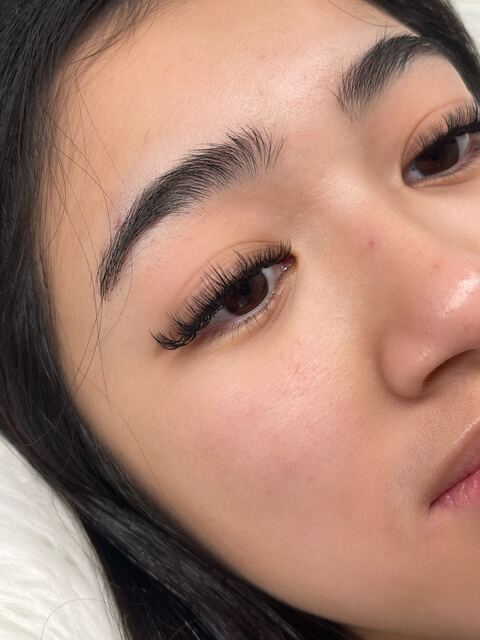 Doll eye lash extensions close up