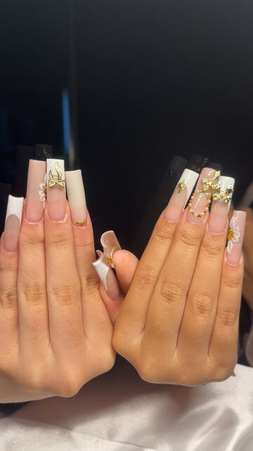 Long square French tip set